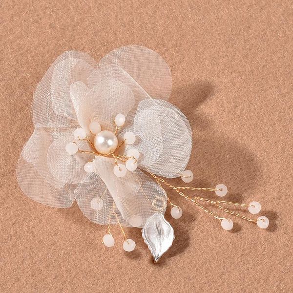 

hair clips & barrettes forseven 3 pcs flower pearl accessories for women crystal white hairpins bridal wedding, Golden;silver