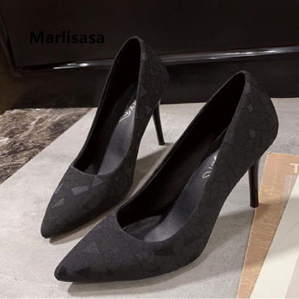 

marlisasa women cute sweet red pattern slip on high heels ladies classic black shoes & pumps talon femme f5549