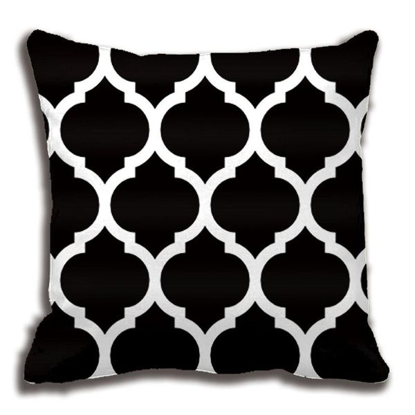 

cushion/decorative pillow black white moroccan lattice quatrefoil pattern throw decorative cushion cover case customize gift by lvsure
