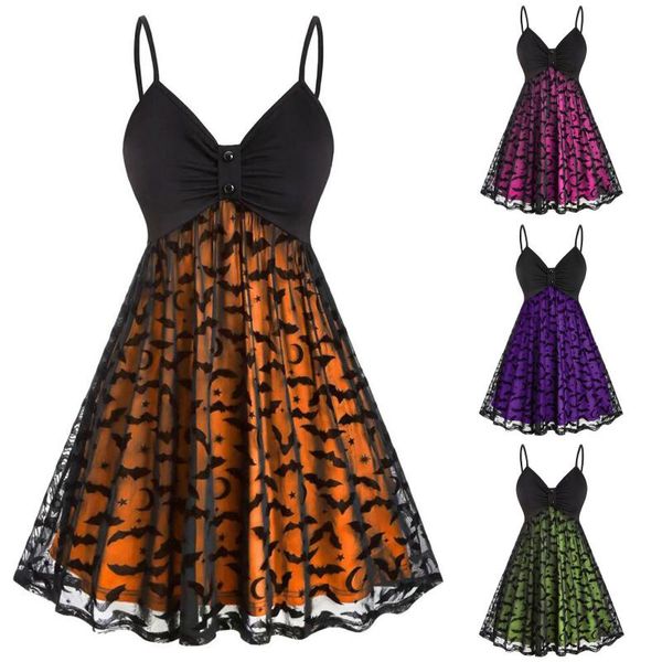 

casual dresses halloween vintage sleeveless swing dress women devil ghost evening party carnival performance costume, Black;gray