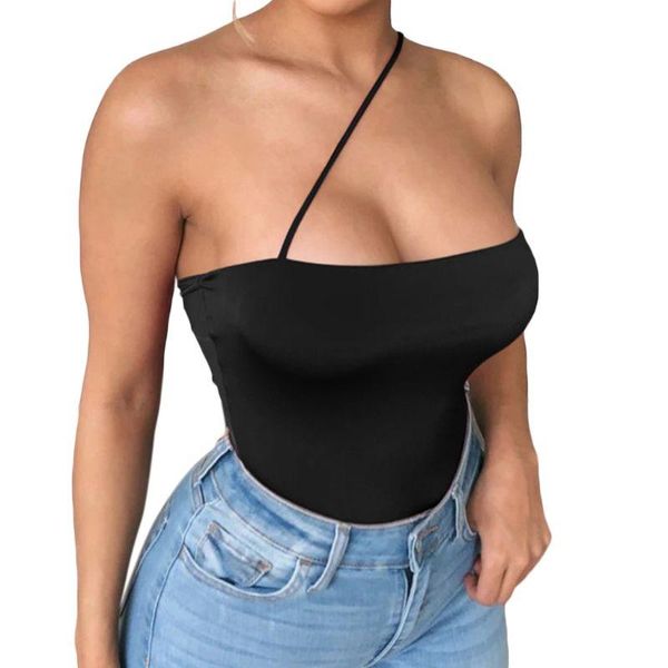 

women's tanks & camis women summer sleeveless crop tube off shoulder solid color bandeau single strap wrapped chest slim vest s-5xl, White