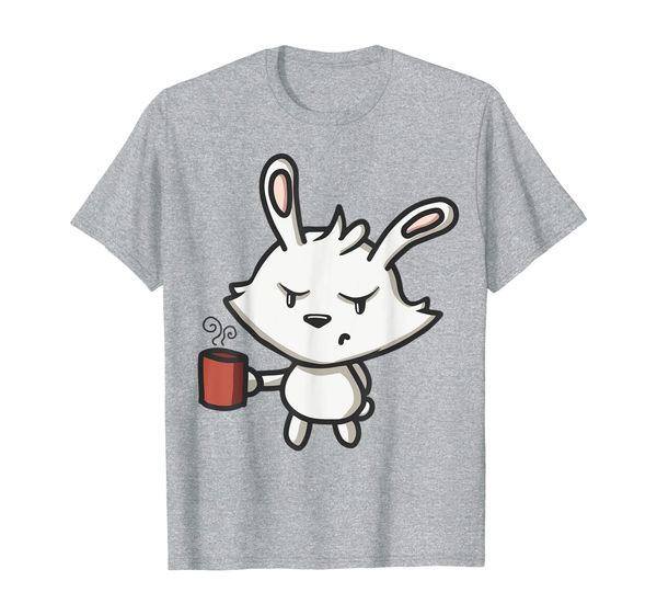 

too early to drink | funny rabbit with coffee mug t-shirt, White;black