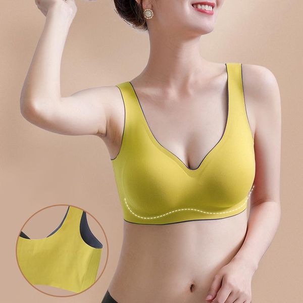 

elifashion thai latex underwear women vest thin bra seamless two-color combination no steel ring sports sleep bra, Red;black