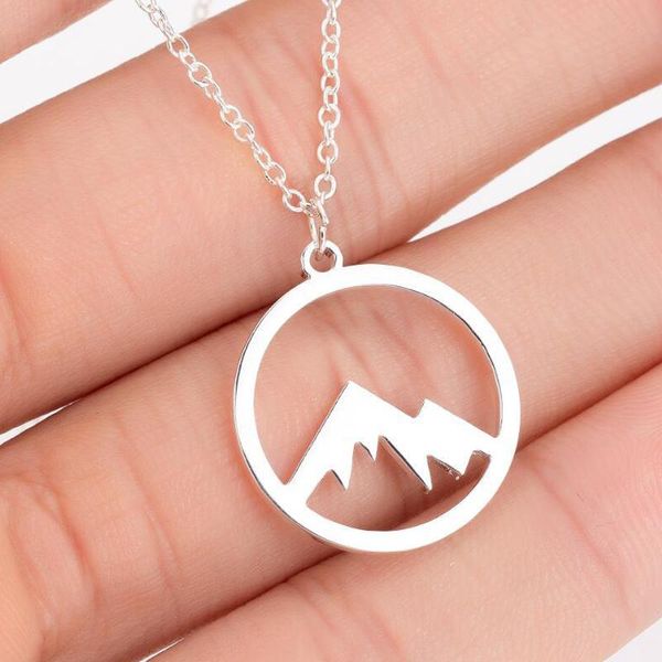 

pendant necklaces mountain range necklace for women men outdoor travel jewelry climbing lover gifts mountains, Silver