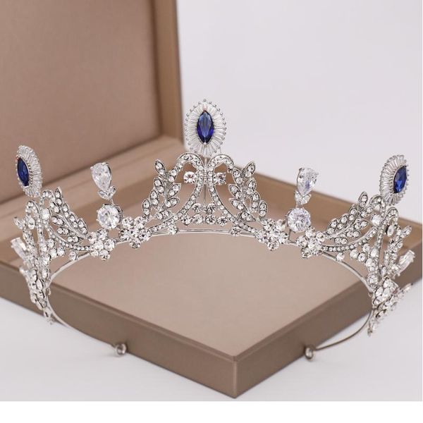 

luxury crystal crown tiara bride wedding headpiece hair ornament silver color zircon queen diadem wedding hair acc jllzwg