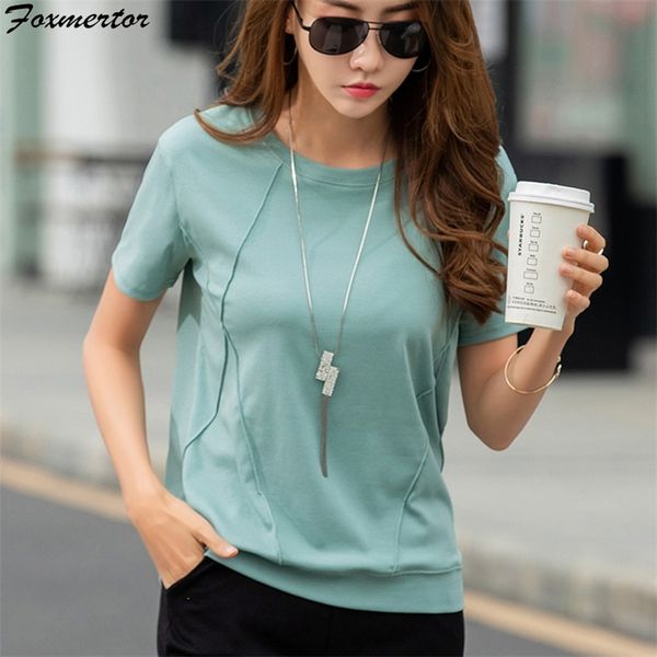 

cotton t shirts summer harajuku female women tee shirt loose fit basic tshirt ladies short sleeve undershirt hh09 210306, White