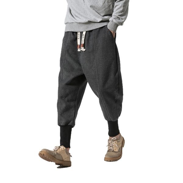 

2021 new winter warm men harem joggers male track pantalon hombre man hip hop sweatpants ankle-length pants 5xl 0doa, Black