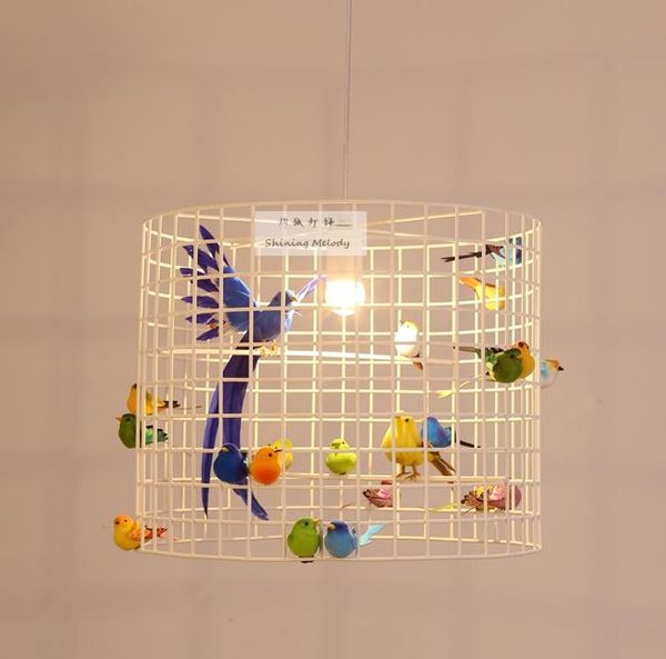 

nordic post-modern white birdcage chandelier handmade creative personality model room children's bedroom lamp