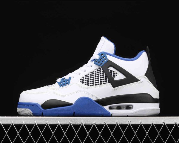 

motorsports jumpman 4 4s fashion shoe white blue mens womens basketball shoes
