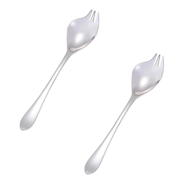 

spoons 2pcs dual purpose home salad stainless steel long handle fork