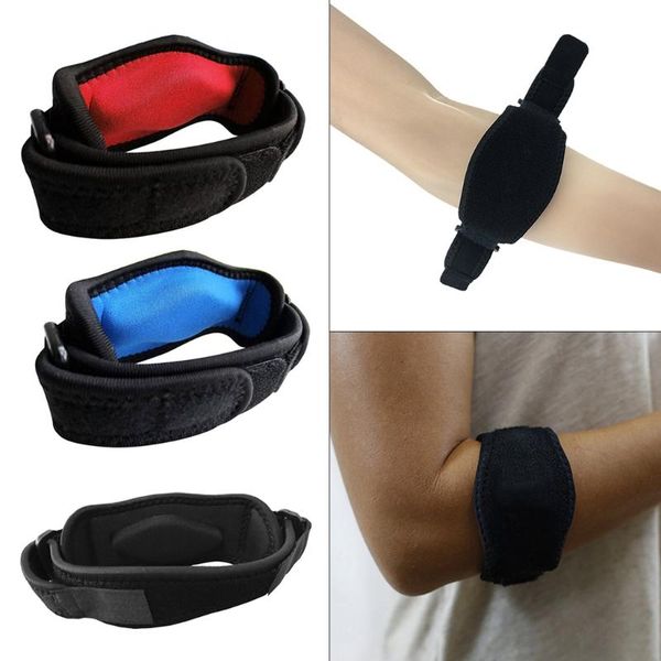 

elbow & knee pads adjustable support basketball tennis golf strap lateral pain syndrome epicondylitis brace, Black;gray
