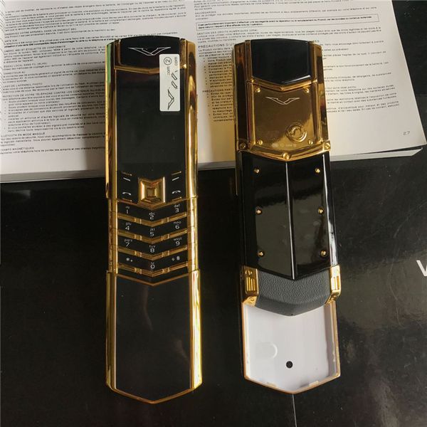 

Unlocked Gold classical Signature Phones Slider dual sim card GSM Mobile Phone stainless steel body bluetooth 8800 metal Ceramics Cellphone