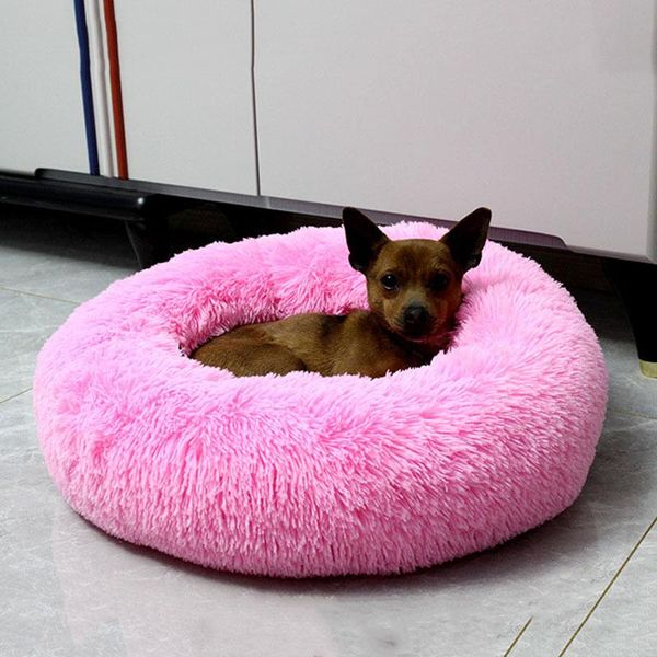 

kennels & pens long plush dounts bed cushion calming pet kennel super soft fluffy comfortable for large cat dog house wwd4