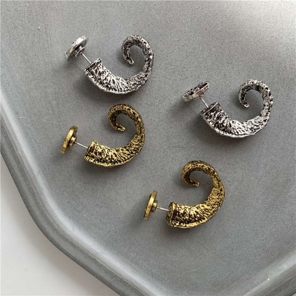 

hbp fashion make old dark punk style cool eight star ox horn earrings, Silver