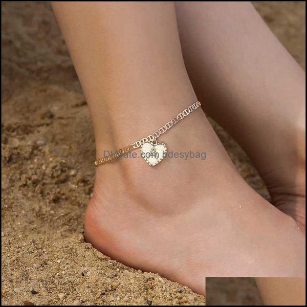 

anklets jewelry wholesale stainless steel ankle bracelets gold nz letter initial for women drop delivery 2021 fiwys, Red;blue