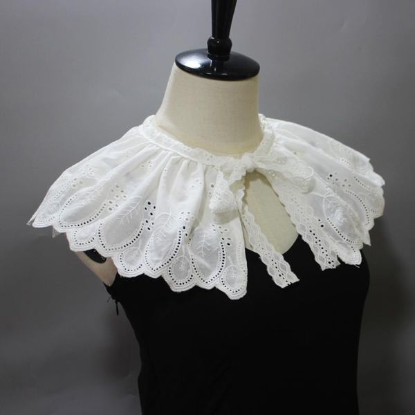 

bow ties 2021 doll lace fake collar shwal false decorative floral embroidery detachable collars women clothes accessories, Black;gray