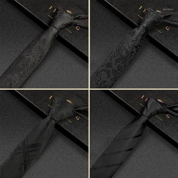 

2020 new designers brands fashion business casual 5cm slim ties for men necktie formal work with gift box black1, Black;gray