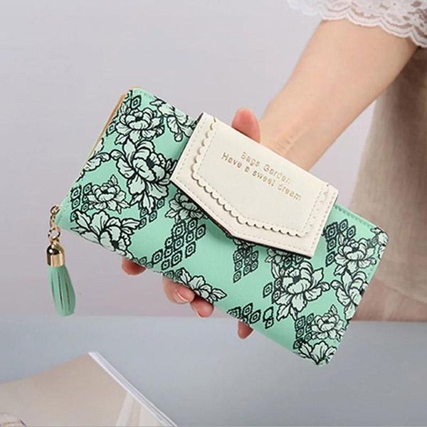 

wallets tassel zipper clutch women floral hasp purse ladies long wallet phone bag po holder change coin, Red;black