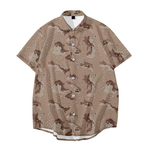 

men's casual shirts 2021 short sleeve lapel shirt large size camouflage 3d printed with pockets, White;black