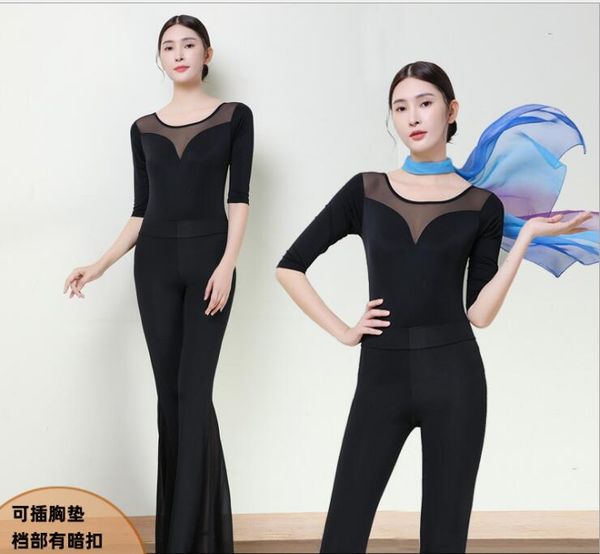 

factory wholesale martial arts sets dance practice body suit female elegant manners catwalk training suits steacher model even file, Black;red