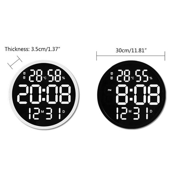 

wall clocks simple design living room led round clock digital display temperature date