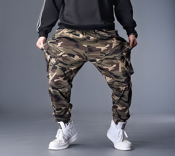 

2021 new plus 7xl 6xl 5xl camo cotton army trousers casual hip hop camouflage men pantalon camuflaje jvw5, Black