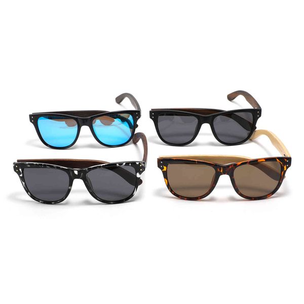 

2021 smoke ebony wooden wood sunglass polarized bamboo temple wooden sun glass, White;black