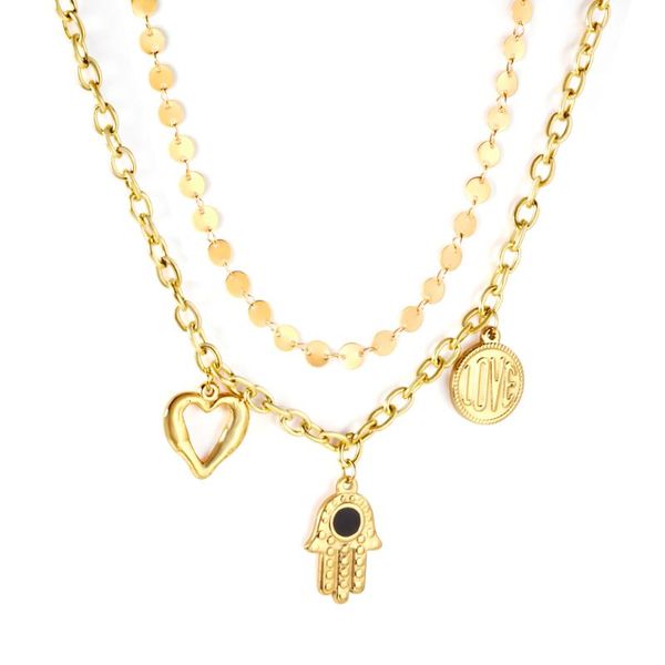

pendant necklaces luxukisskids luxury heart double chain for ladies wedding jewelry charm necklace dubai jewellry collier femme, Silver