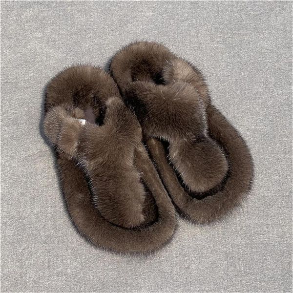 

sandals 100% real mink slippers fashion ladies indoor furry, Black