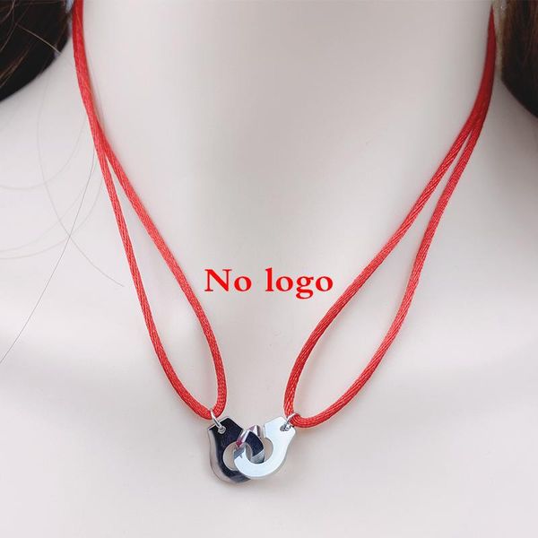 

pendant necklaces stainless steel handcuff les menottes necklace with adjustable rope for men women france bijoux collier, Silver
