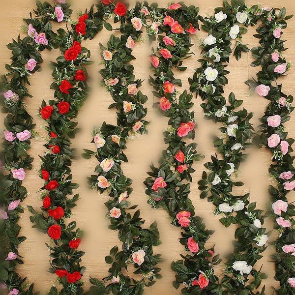 

decorative flowers & wreaths 2x 2.5m 11flowers artificial silk rose flower fake ivy vine garland hanging bud string wedding party decoration