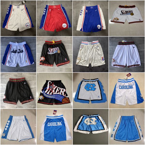 

2021 team basketball short just don north carolina tar heels shorts hip pop pant with pocket zipper sweatpants stitched size s-xxxl summer b, Black