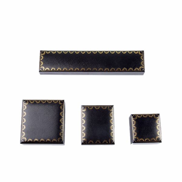 

wholesale high-end jewelry packaging box black leather paper printing gilt edge jewelry storage box ring earrings bracelet necklace set box, Black;white