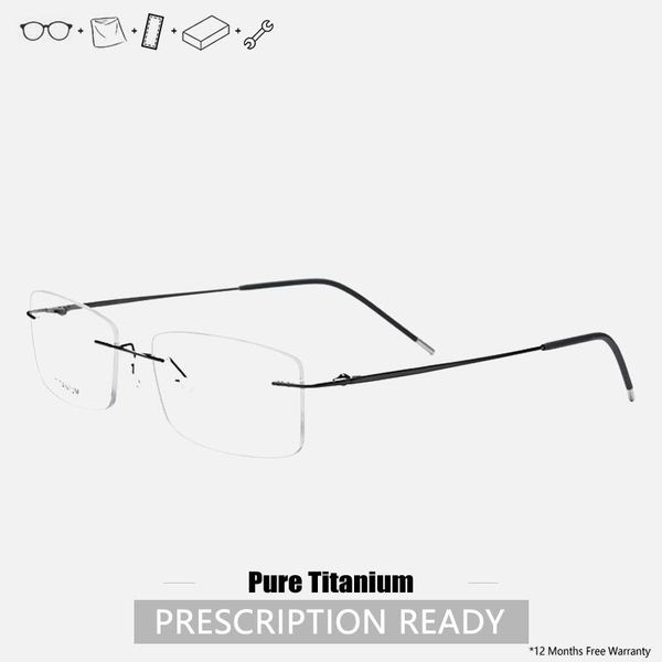 

fashion sunglasses frames titanium glasses frame men rimless custom prescription eyeglasses designer for, Black