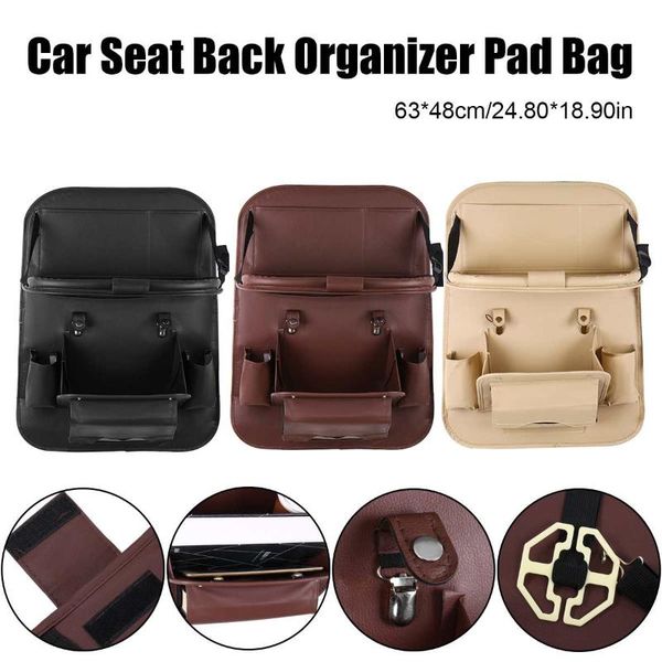 

car organizer pu leather pad bag seat back foldable table tray travel storage dining