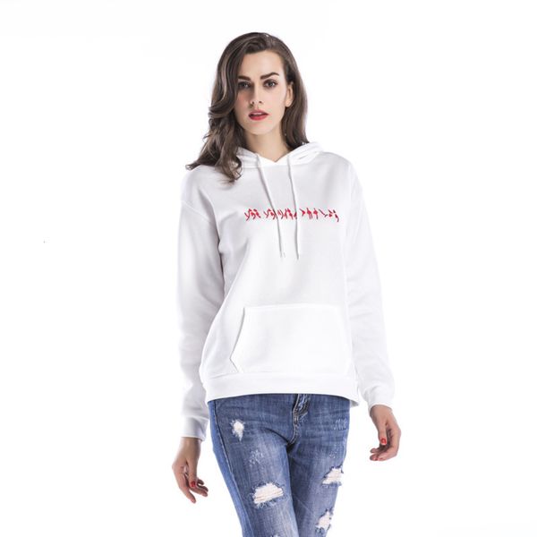 

winter loose plush thickened hooded letter sweater women's fashion, White