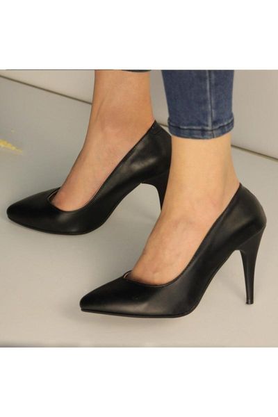 

dress shoes women's evening stylish fashion black v-neck stiletto skin