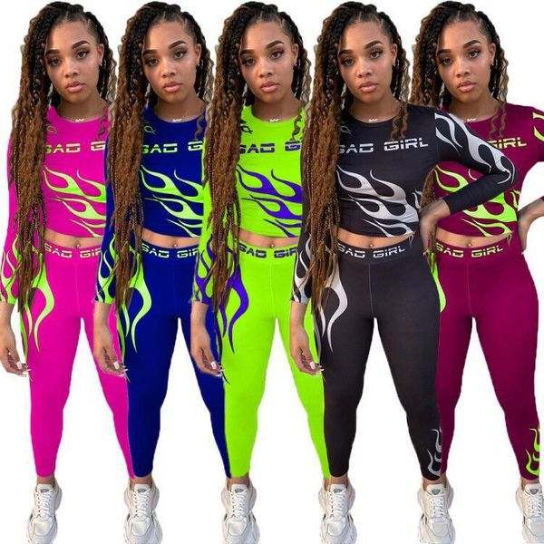 

women tracksuit two pieces set slim designer new high waist fashion pattern letters printed ladies tight sports suit outfits sportwear 2021, White