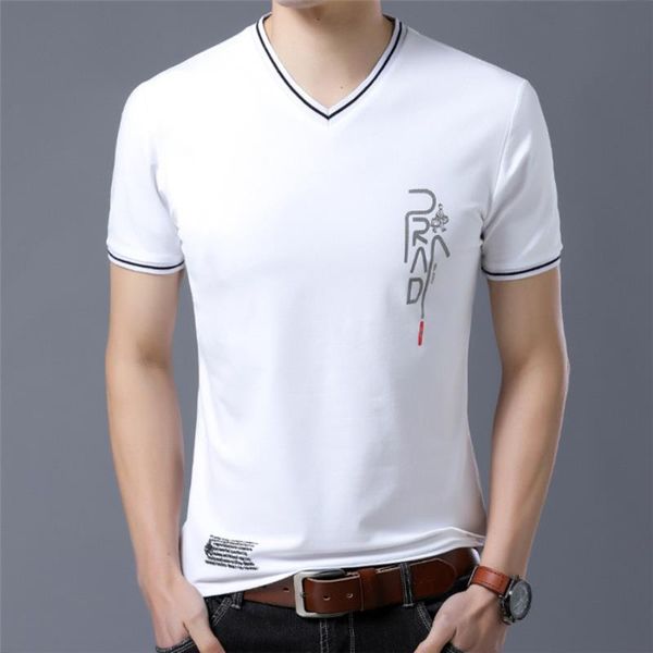 

tees summer mens high shirt young shirts tees cotton quality designer v t t neck men evmlm, Black