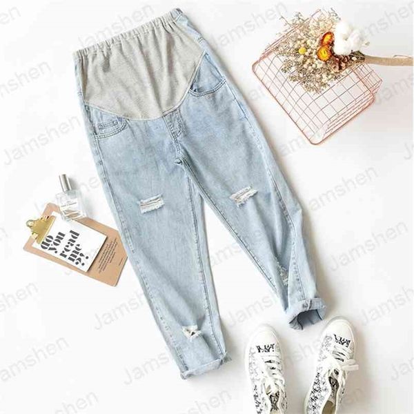 Pantaloni premaman Sezione sottile Sollevamento dello stomaco Jeans da donna in denim ultrasottile per 210918