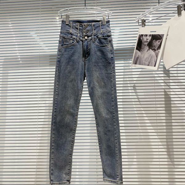

2021 new female winter arrival high-waist fashion decoration blue casual diamond denim pencil rd802 03nh