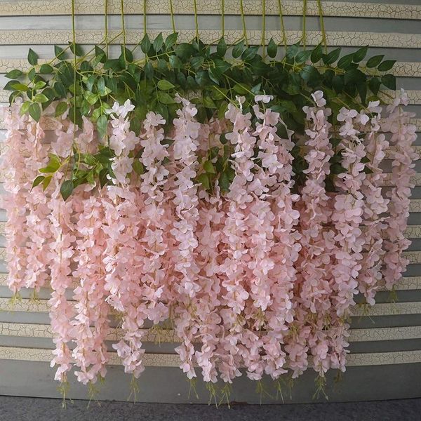 

24 pack 3.6 feet/piece artificial fake wisteria vine hanging garland silk flowers string home party wedding decor extra long and
