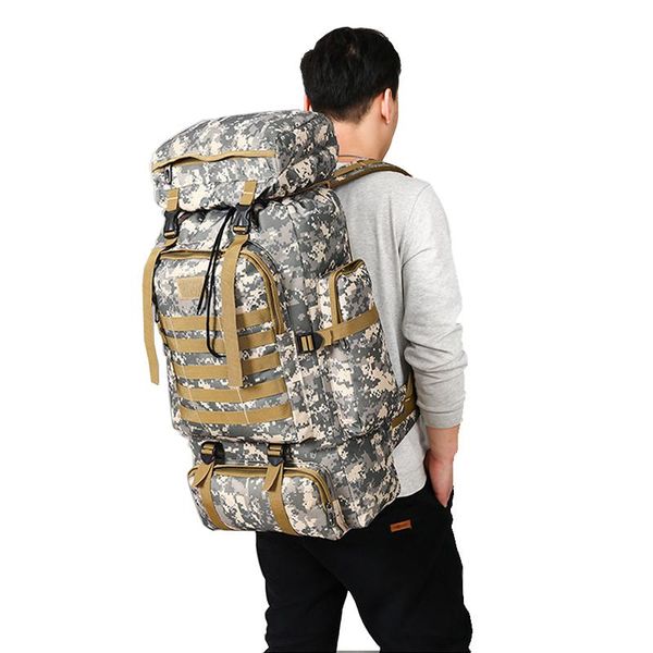 

80l waterproof climbing hiking tactical backpack bag camping mountaineering outdoor sport molle 3p bag