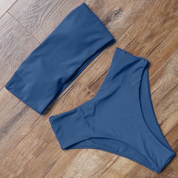 

women's swimwear bandeau swimsuit push up bikini set 2021 high waisted solid bathing suit summer women beachwear color biquini, White;black