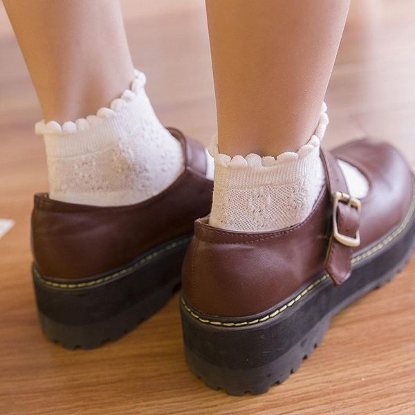 

socks & hosiery japanese kawaii cute women's college style harajuku streetwear short school student lovely black white crew