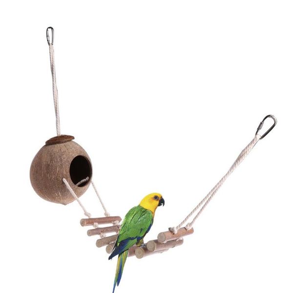 

bird house with ladder coconut shell bird nest hanging cage toy pet products