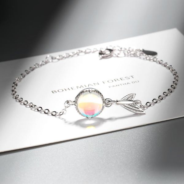 

charm bracelets selling bracelet female simple color moonstone cute fishtail chain jewelry beautiful, Golden;silver