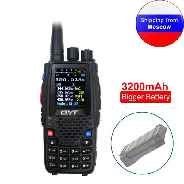 

walkie talkie qyt kt-8r with 3200mah battery quad band 136-174mhz 220-260mhz 400-480mhz 350-390mhz handheld radio kt8r 5w uv