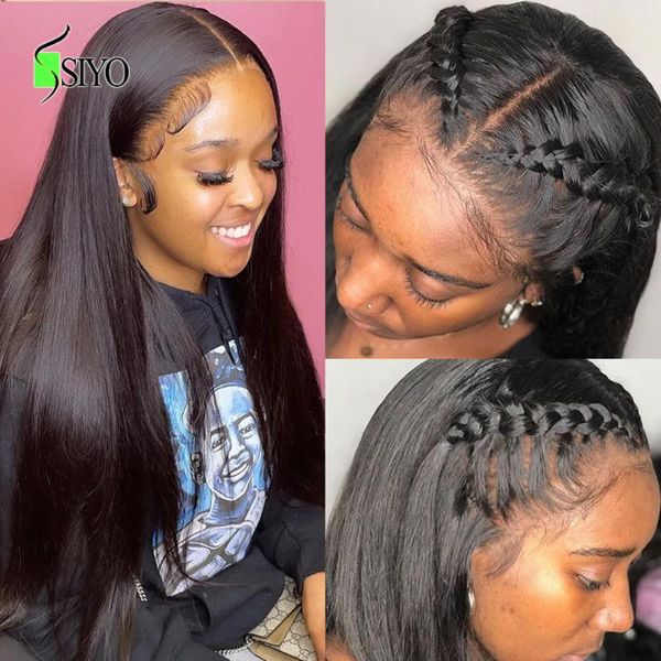 

lace wigs siyo 32inch straight front wig malaysian human hair for black women 100% remy closure pre plucked, Black;brown