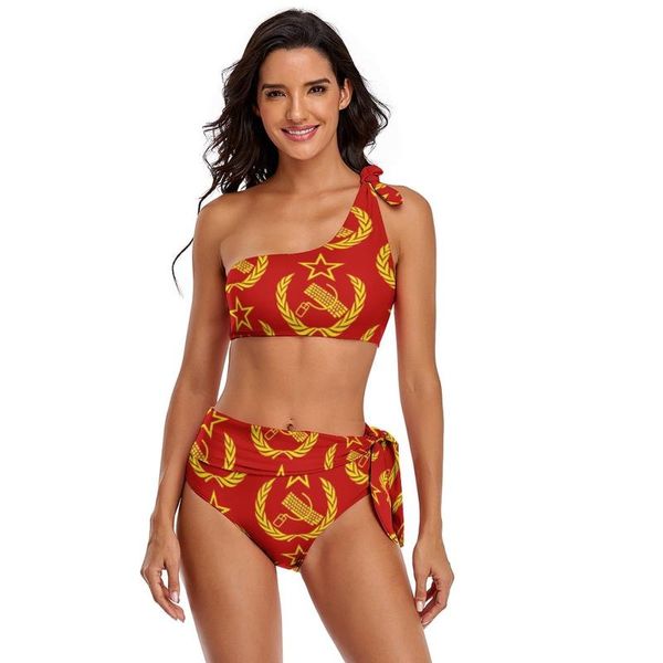 

one-piece suits communist bikini swimsuit colaless fashionable novelty swimwear bathing 2 piece women suit